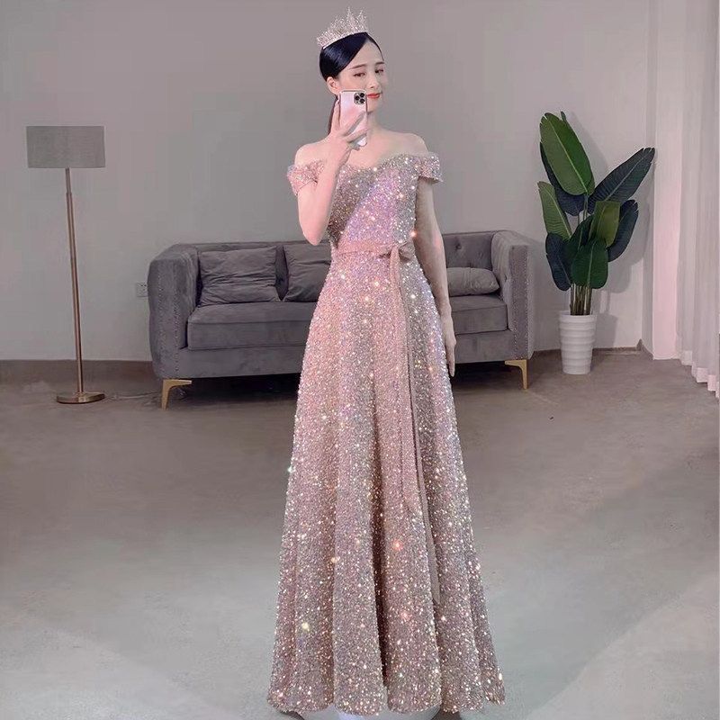 Light Luxury Evening Dress Advanced Texture Elegant Graceful 2024 New Banquet Noble 18-Year-Old Adult Ceremony Dress Long