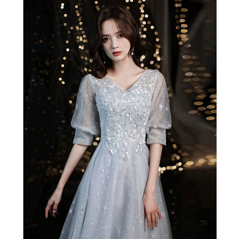 Little Evening Dress Female Banquet Bridesmaid High-End Temperament Vocal Music Art Test Senior Student Graduation Host Autumn