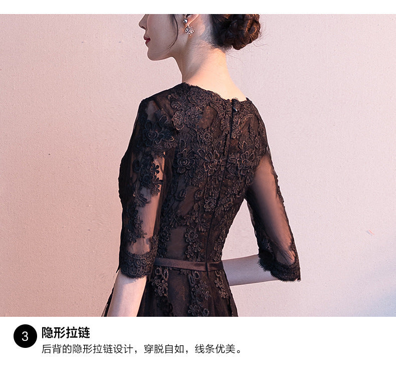 Evening Dress for Women 2024 Summer New Banquet Elegant Long Dress Show Thin Black Socialite Annual Meeting Dress