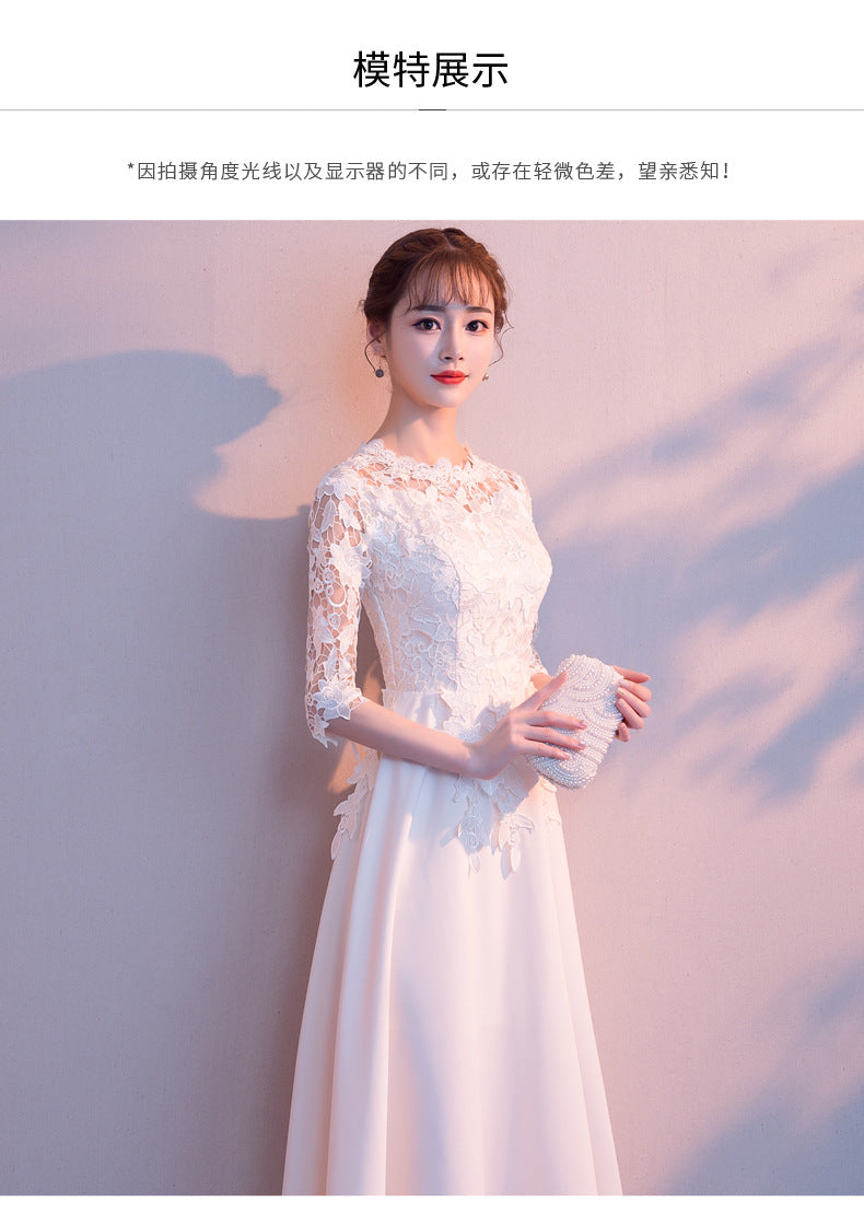 White Evening Dress Skirt Female 2024 New Daily Style Fairy Banquet Temperament Student Chorus Performance