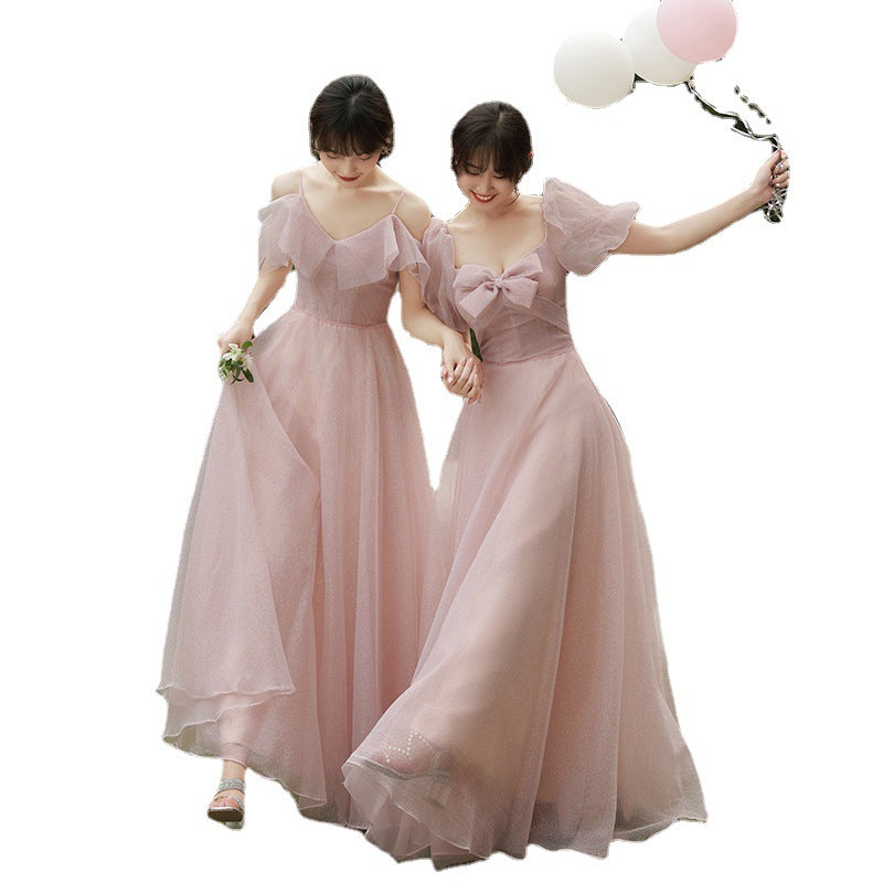 Bridesmaid Dress 2024 New Summer Long Fairy Temperament Slimming Niche Ladybros' Dress Girlfriends Clothes Simple and Elegant