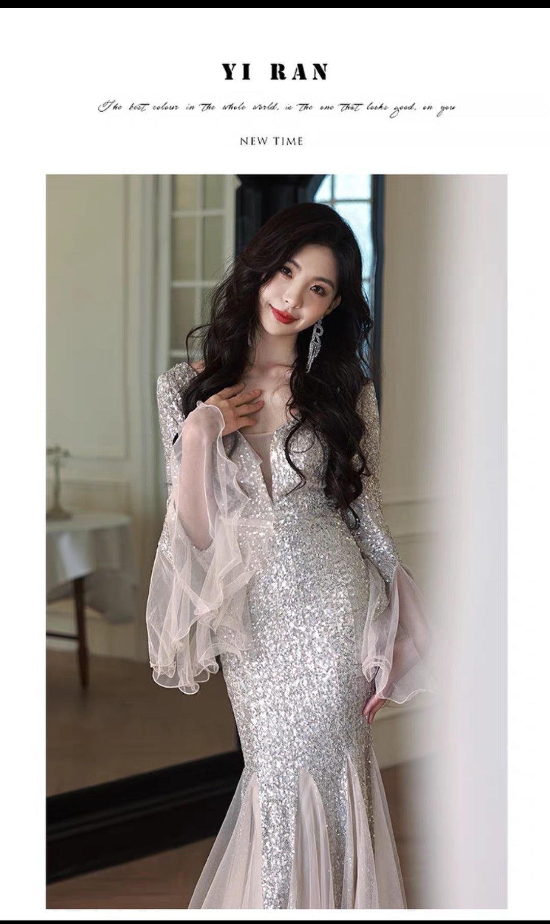 Silver Heavy Industry Evening Dress for Women 2024 New Ladies Banquet Temperament Annual Meeting Host Sexy Fishtail High Sense