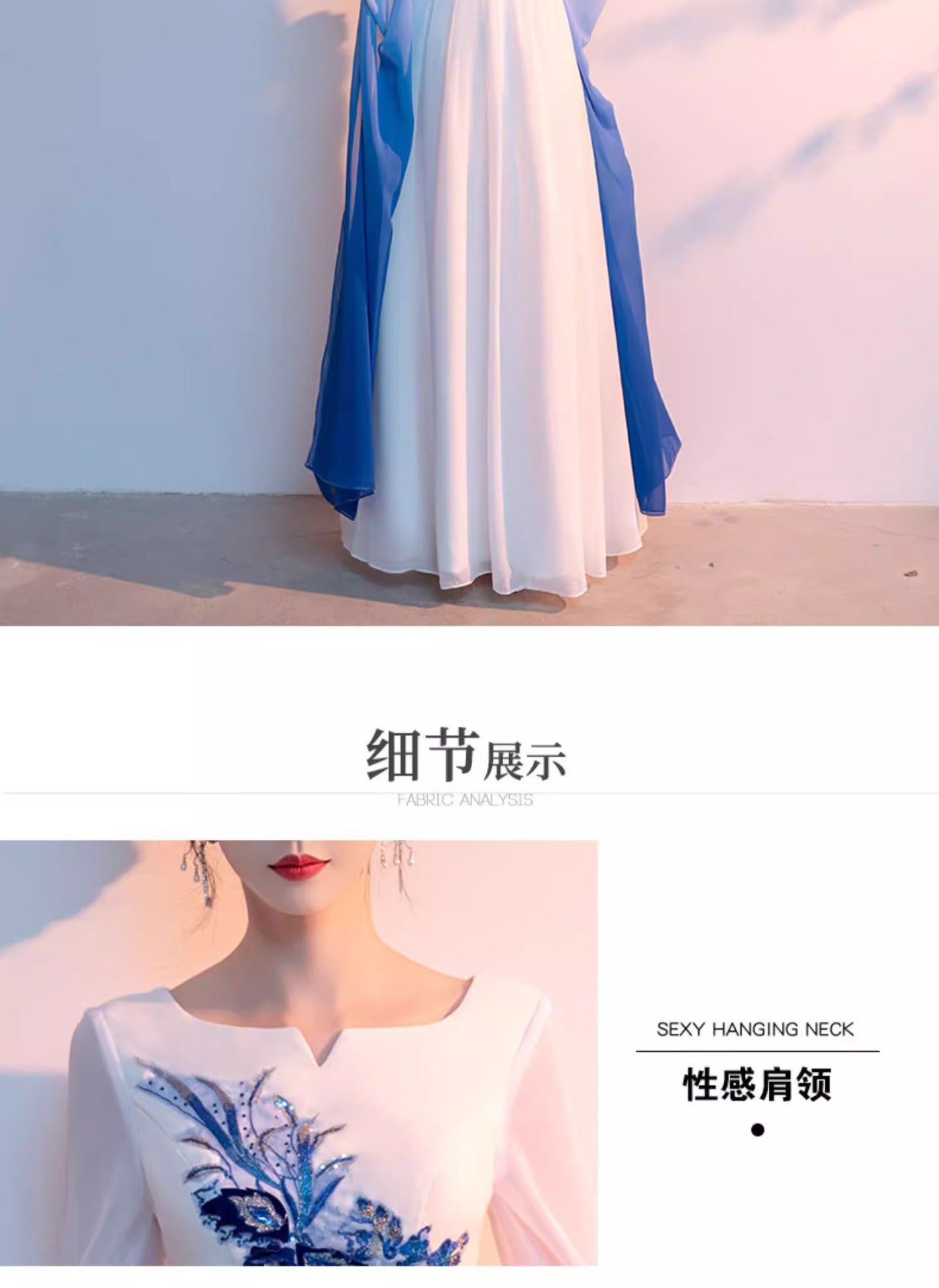 Chorus Costume Female Dress Temperament Host Command Dress Student Guzheng Performance Costume Chinese Style Suit