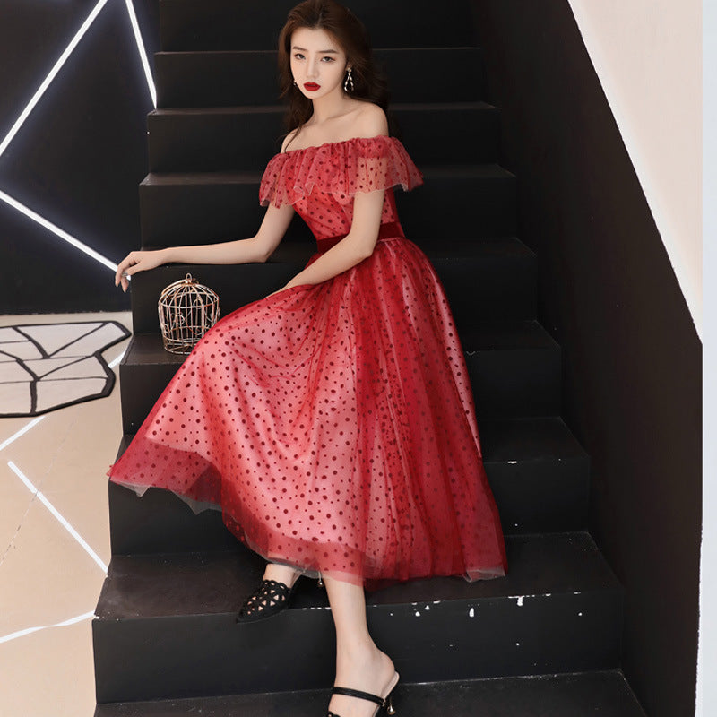 Off shoulder party dress dinner dress Banquet Evening Dress for Women 2022 New Black Long Socialite Temperament Birthday Gathering Party Host Dress