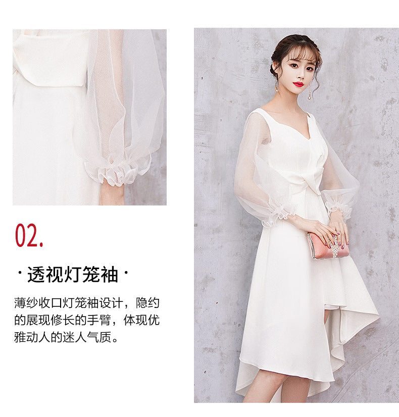 Banquet Evening Dress Female 2023 New Style White Fairy Student Dress Daily Style Temperament Dress Slimming