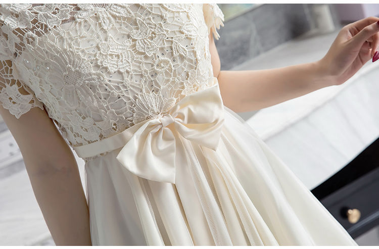 2024 New High Waist Toast Dress Bridal Wedding Dress Bridesmaid Wedding Dress Large Swing Belly Covering Lace Dress Long Dress