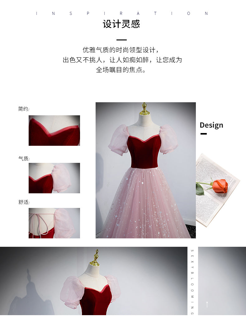 French Princess Dress Evening Dress Female Adult Ceremony Fairy Starry Sky Gradient Dress Student Graduation Ceremony Piano Performance