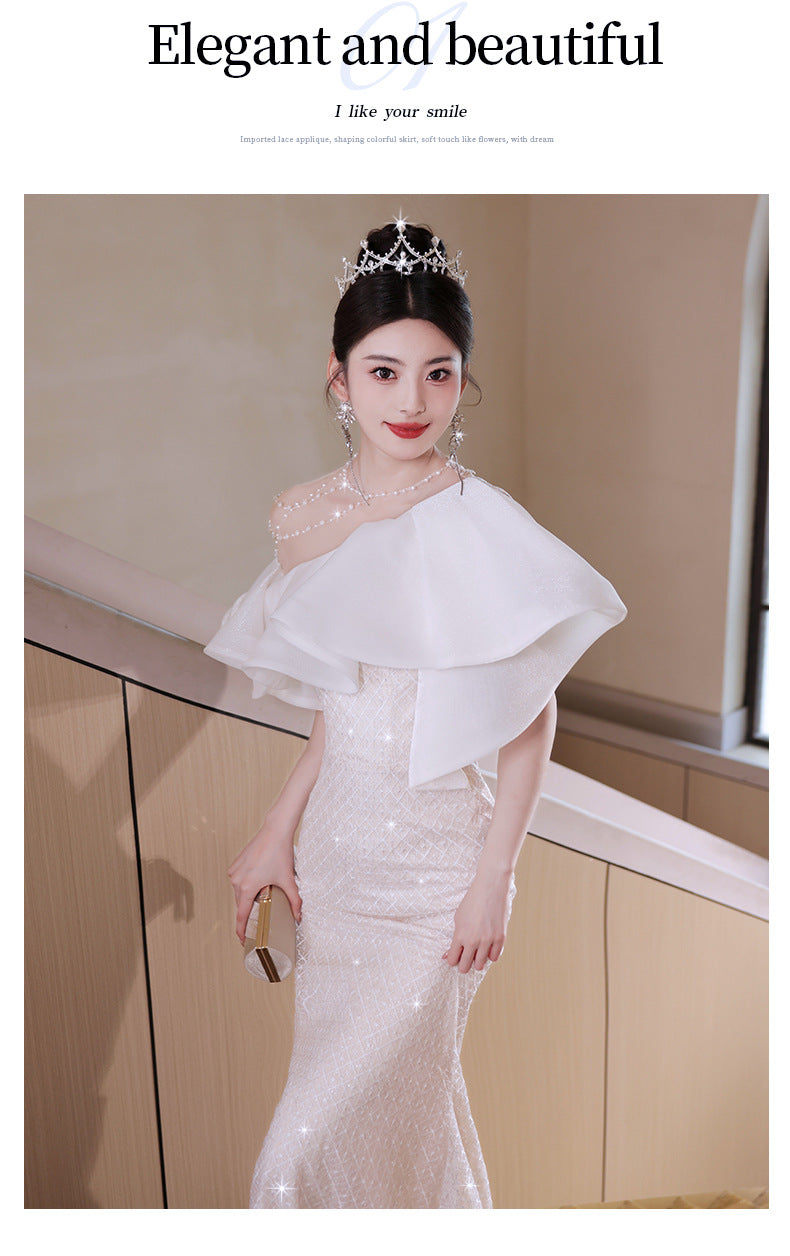 Evening Dress for Women Light Luxury Minority High-End High-Grade Host French Fishtail Heavy Industry Party Elegant
