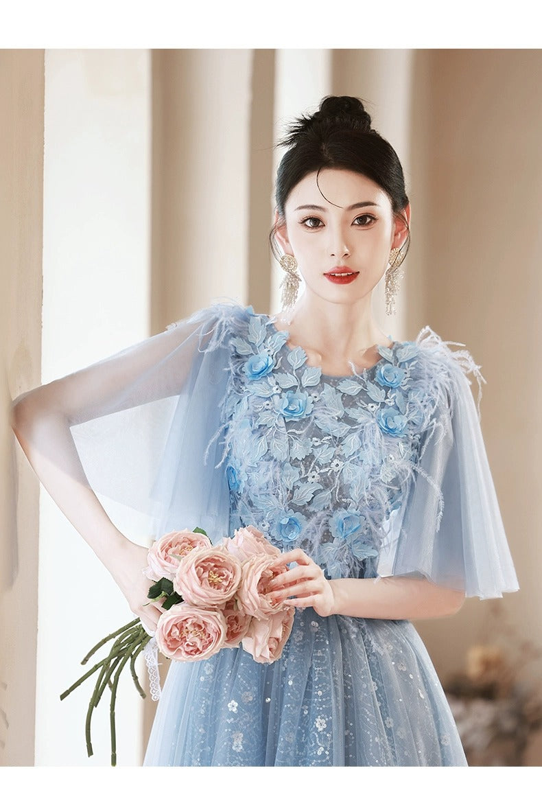 Blue Evening Dress High-End Affordable Luxury Niche Fairy 2024 New High Sense Dinner French Host Long