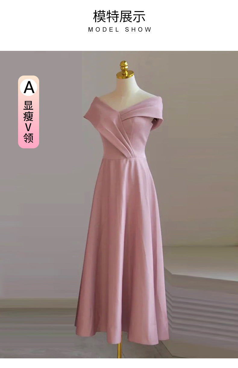 Bridesmaid Dress for Women 2024 New Summer Pink Small Wedding Daily Style Fairy Temperament Ladybros' Dress Women