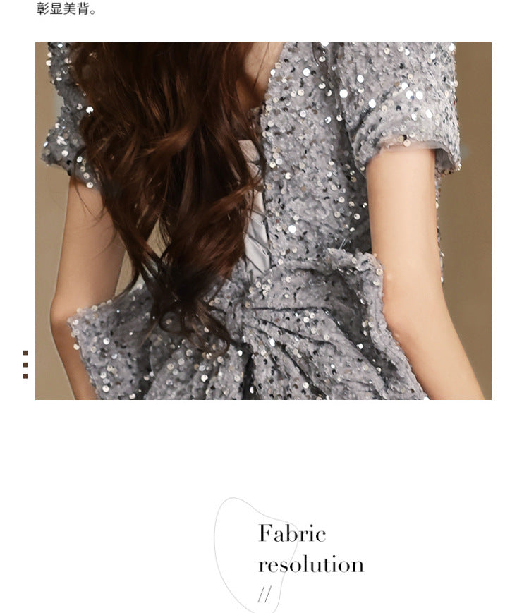 Evening Dress for Women 2024 New Light Luxury Toast Clothing Banquet Host Light Luxury Minority Light Luxury Fishtail Dress