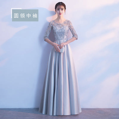 Long Bridesmaid Dress 2024 New Spring and Summer Korean Style Slim Fit Slimming Sisters Group Dress Performance Graduation Dress for Women