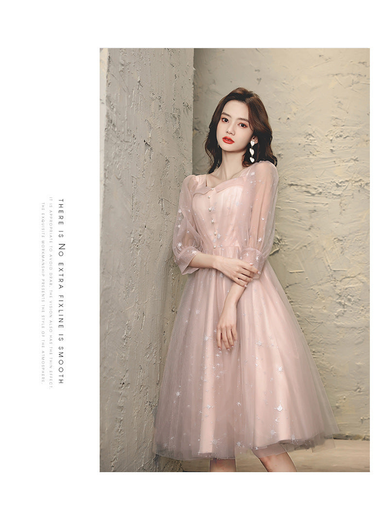 Banquet Evening Dress for Women 2023 New Slimming Long Sleeves Socialite Daily Style Dress Fairy Graceful Western Style Dress Dress