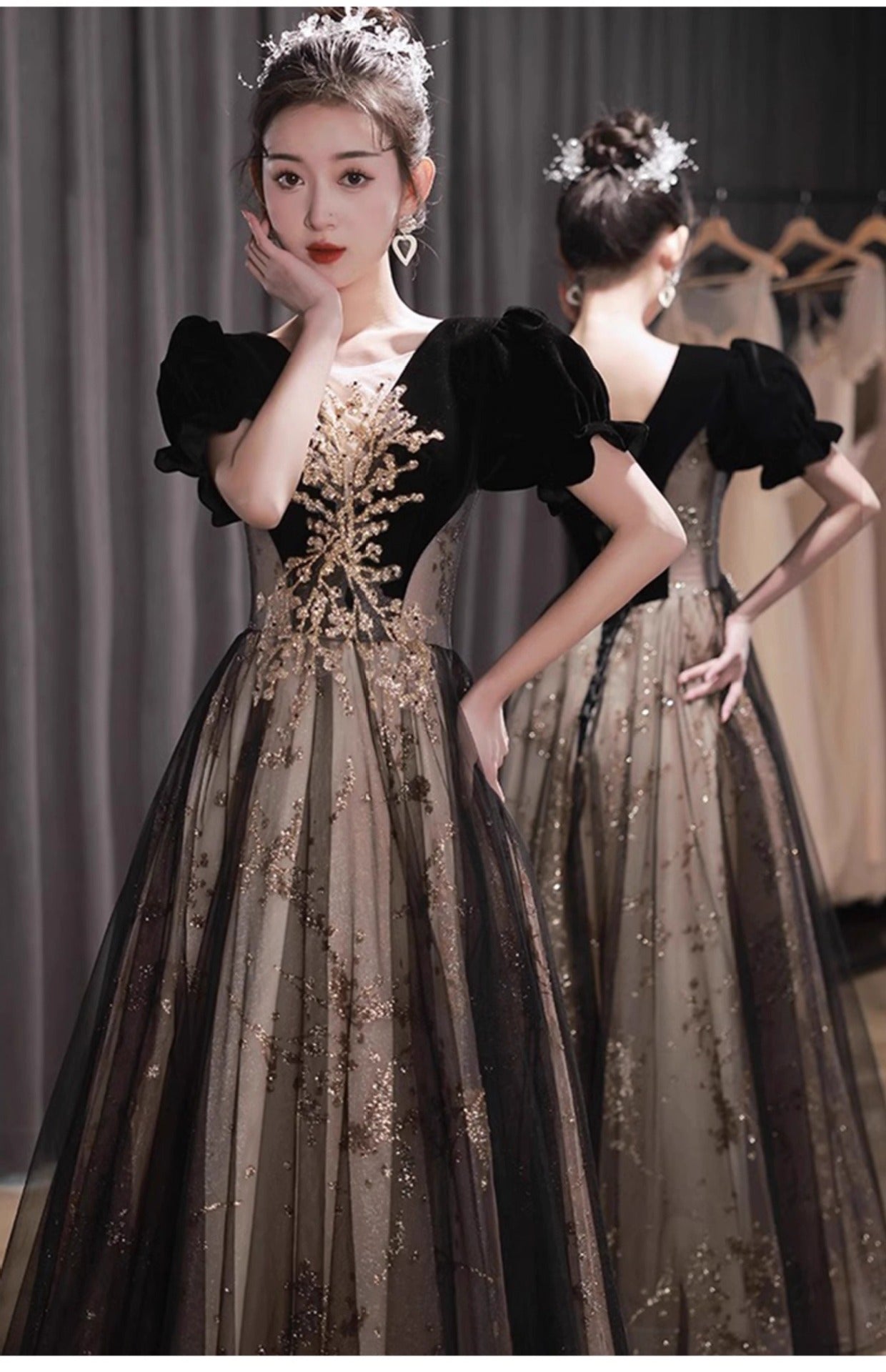 Banquet Evening Dress 2024 New Hepburn Style Annual Meeting Elegant Black Host's Dress Student Art Exam Dress