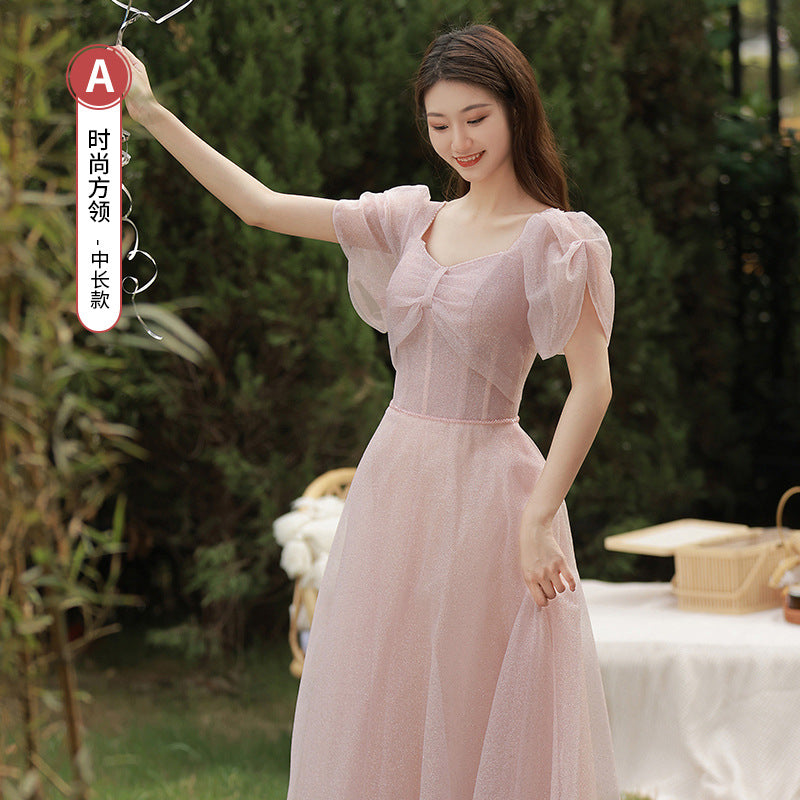 Bridesmaid Dress 2024 New Summer Long Fairy Temperament Slimming Niche Ladybros' Dress Girlfriends Clothes Simple and Elegant