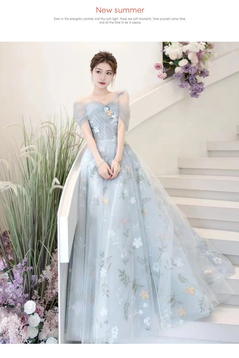 off-Shoulder French Evening Dress 2024 Spring New Banquet FARCENT Mori Style Western Style Host Banquet Evening Dress