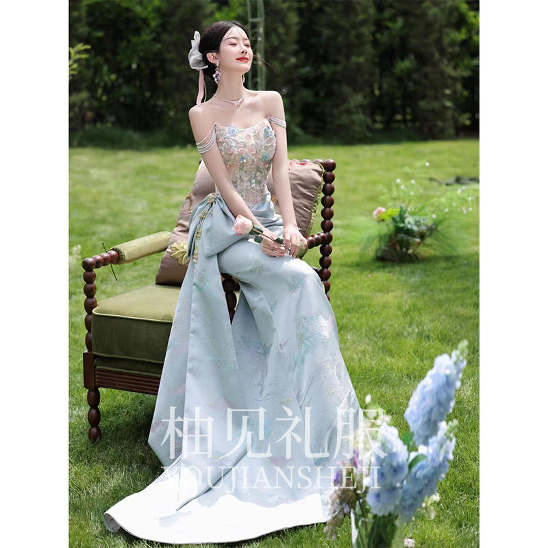 New Chinese Style Morning Gowns Women's 2024 New High-Grade Wedding Toast Clothing Light Luxury Minority Bride Engagement Formal Dress Summer