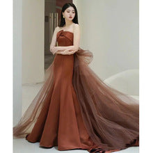 French Princess Escape Evening Dress Super Fairy Blue Student Art Exam Performance Dress off-Shoulder Temperament Bride Toast Dress