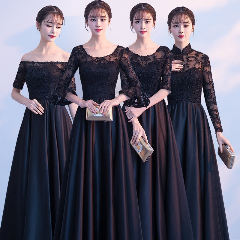 Long Bridesmaid Dress 2024 New Spring and Summer Korean Style Slim Fit Slimming Sisters Group Dress Performance Graduation Dress for Women