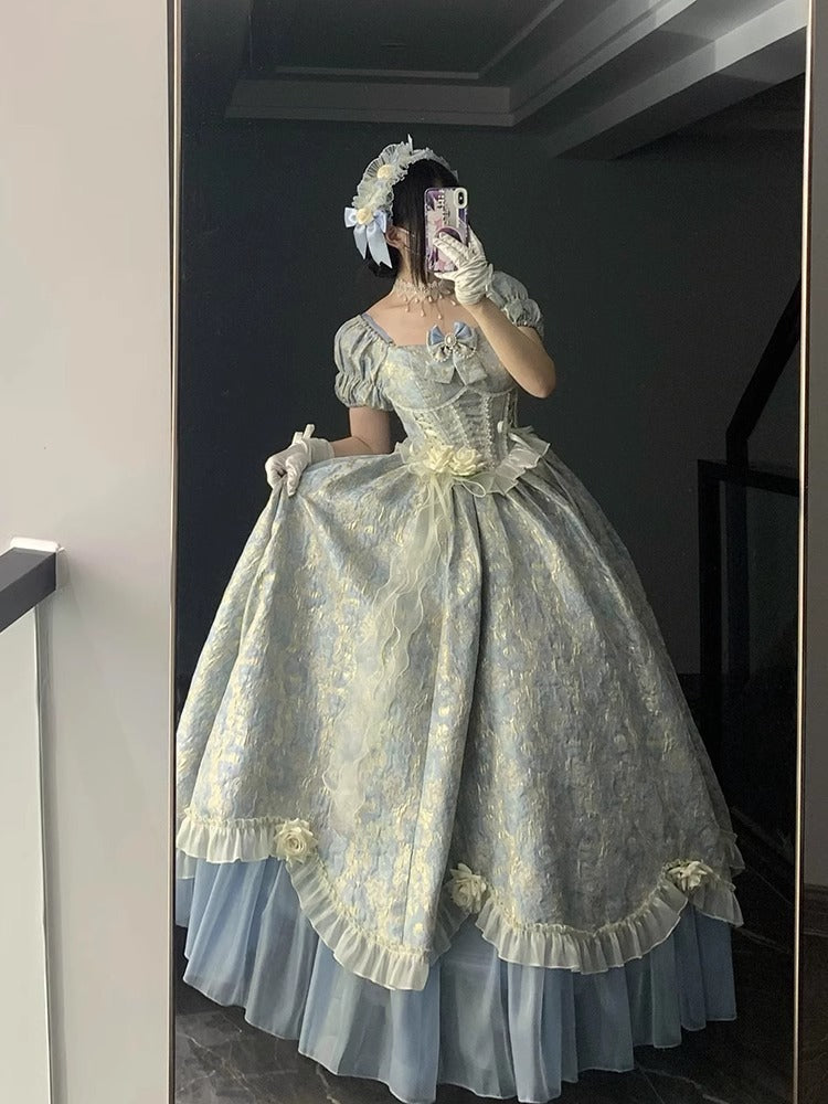 Blue Princess Dress Dress Lolita Dress Female Adult Ceremony Lolita Heavy Industry Trailing Pettiskirt Female Fashion