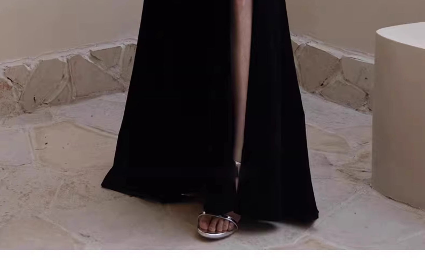 French Style Hepburn Wind Black Evening Dress 2024 New Long-Sleeved Pearl off-Shoulder Fishtail Costume