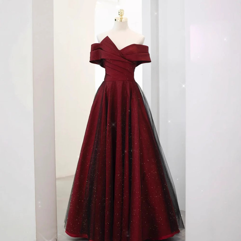 French Toast Clothing Elegant off-Shoulder Red Maternity Bridal Dresses plus Size Plump Girls Slimming Bridal Marriage Engagement Dress