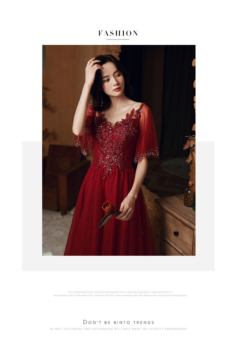 TOAST Clothing Bride 2024 New Autumn Red, Long Marriage Engagement Slimming Bridal Evening Dress Women's Jumpsuit