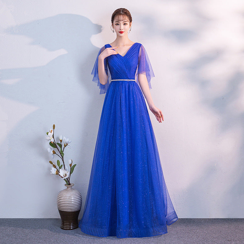 Chorus Performance Banquet Annual Party Evening Dress Female 2024 Autumn New Bride Wedding Slim Slimming Performance