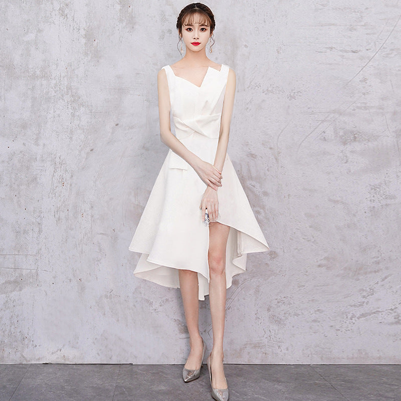 Banquet Evening Dress Female 2023 New Style White Fairy Student Dress Daily Style Temperament Dress Slimming