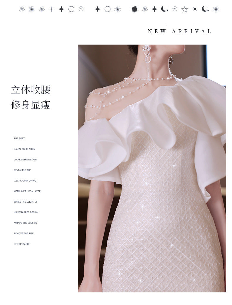 Evening Dress for Women Light Luxury Minority High-End High-Grade Host French Fishtail Heavy Industry Party Elegant