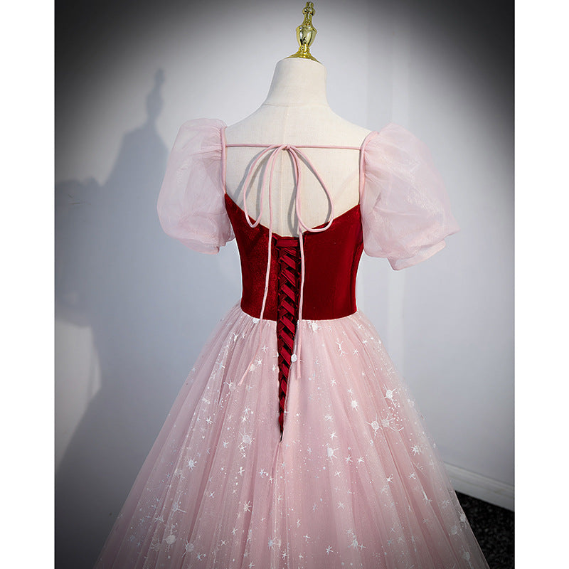 French Princess Dress Evening Dress Female Adult Ceremony Fairy Starry Sky Gradient Dress Student Graduation Ceremony Piano Performance