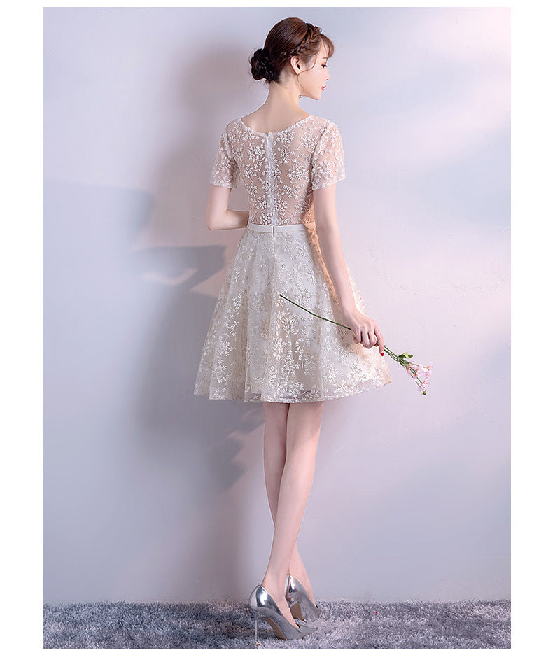 Champagne Color Evening Dress New Spring Elegant Socialite Annual Meeting Short Dress for Women