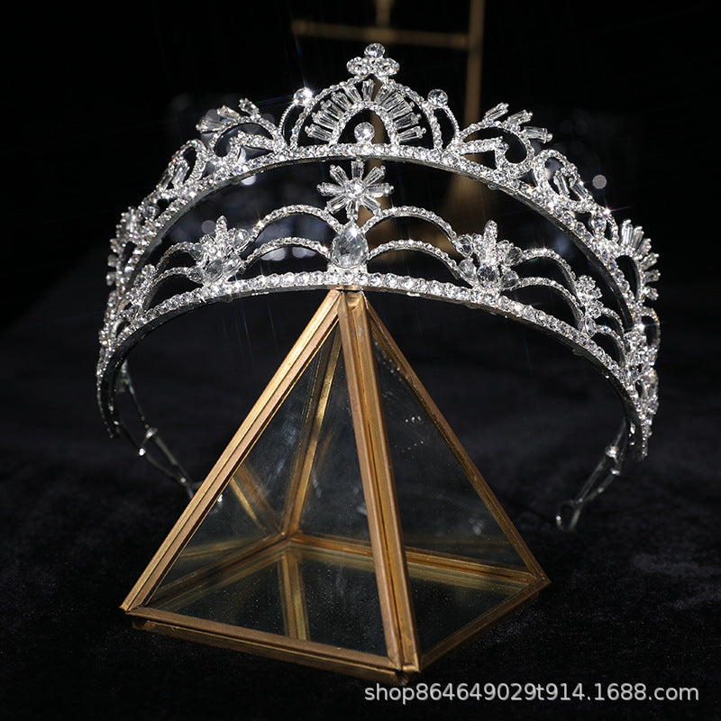 Crown Headdress Wedding Dress Golden Large Electroplated Crown Phoenix Coronet Women's Zinc Alloy Independent Packaging Rhinestone Headdress Bride H2839