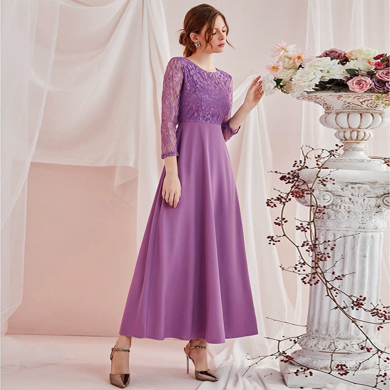 ZG-21651-1 European and American Women's Clothing Fashionable Autumn New Lace High Waist Dress in Stock Banquet Dress