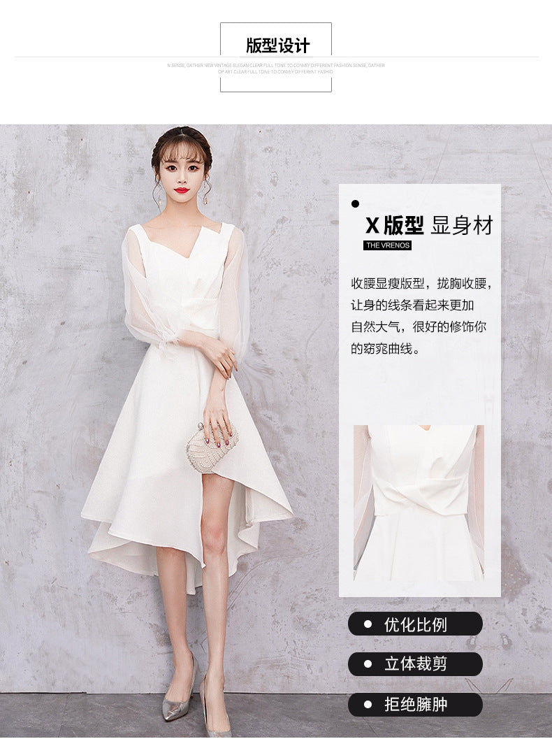 Banquet Evening Dress Female 2023 New Style White Fairy Student Dress Daily Style Temperament Dress Slimming