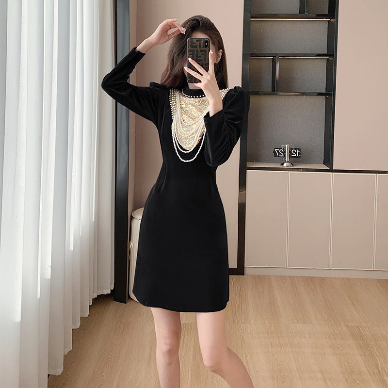 Toast Dress Bride 2023 Winter New Velvet Long Sleeves Engagement Evening Dress Women's High-Grade Host Dress