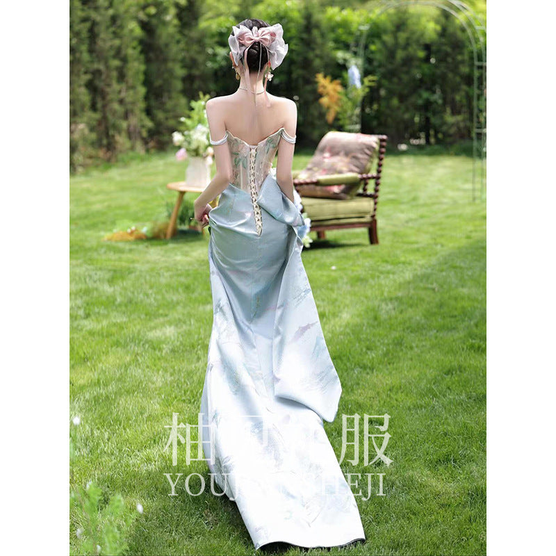 New Chinese Style Morning Gowns Women's 2024 New High-Grade Wedding Toast Clothing Light Luxury Minority Bride Engagement Formal Dress Summer