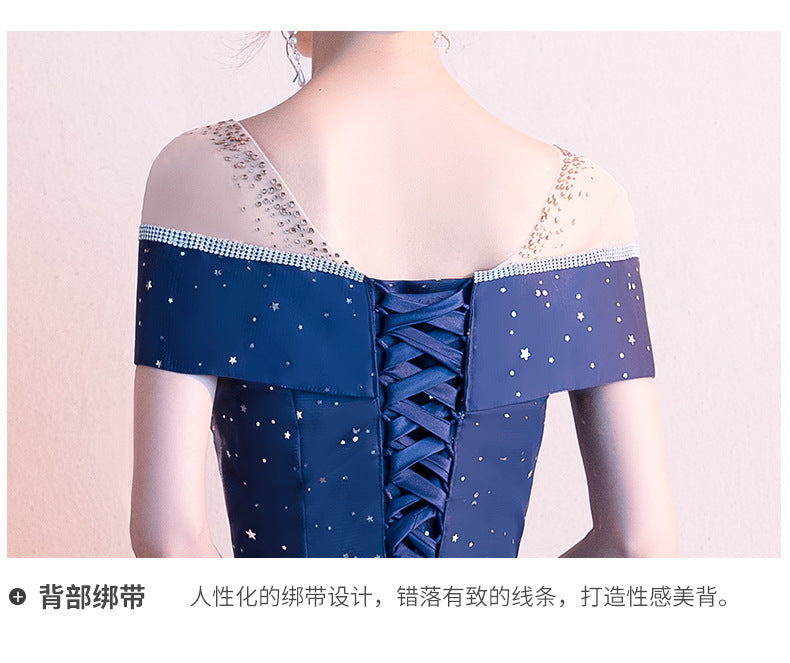 Starry Evening Dress 2024 Autumn New Temperament Small Size Fairy Dream Host Banquet Long Mori Style