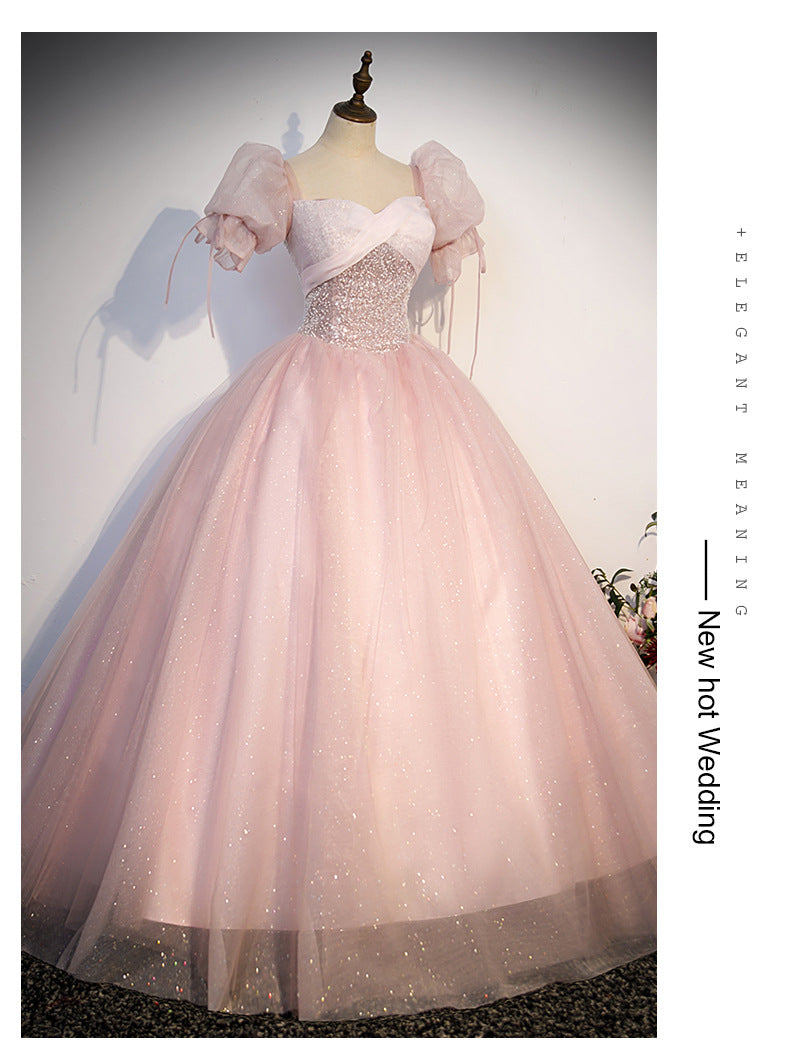 Engagement Evening Dress Pink Princess Bride Toast Dress Stage Performance Solo Wedding Dress Host Formal Dress Wholesale