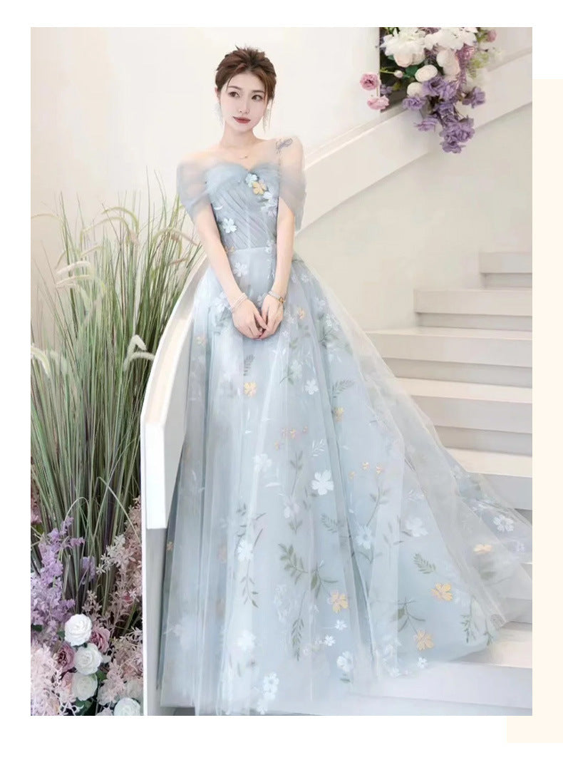 off-Shoulder French Evening Dress 2024 Spring New Banquet FARCENT Mori Style Western Style Host Banquet Evening Dress