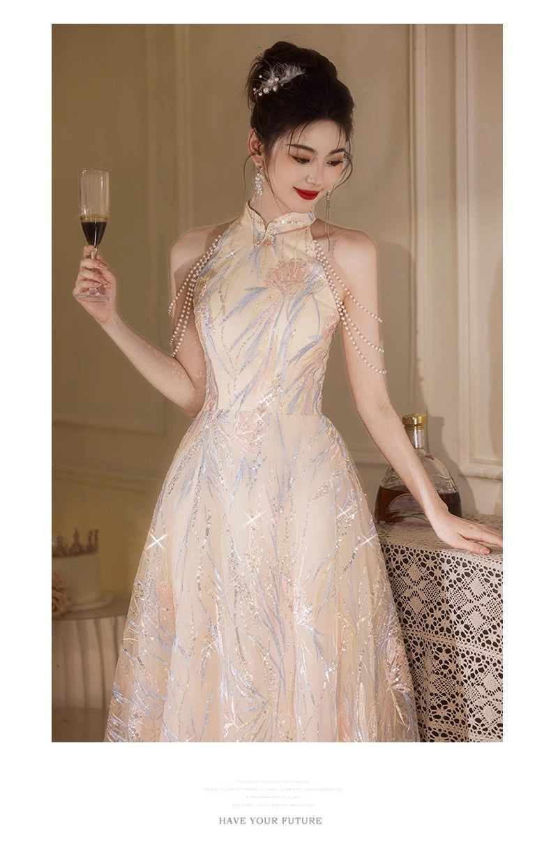 New Chinese Style High-End Light Luxury Engagement Evening Dress Women's 2024 New High-End Toast Dress Bride Temperament Long