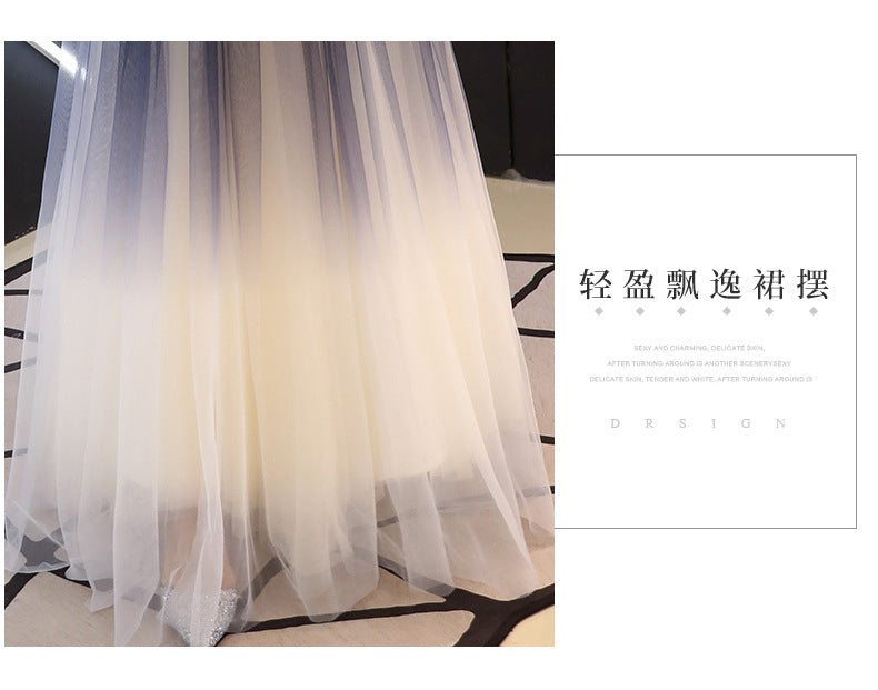 Evening Dress for Women 2024 New Banquet Mid-Sleeve Long Slimming Annual Meeting Socialite Dress Evening Dress for Women Autumn and Winter