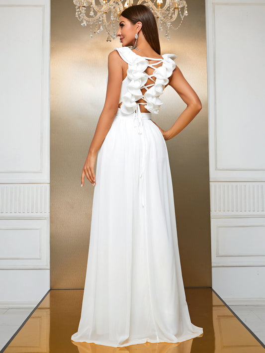 Cross-Border Women's Prom Formal Dress Elegant Long Banquet Evening Dress Short in Size Clearance Leak-Picking Special Session