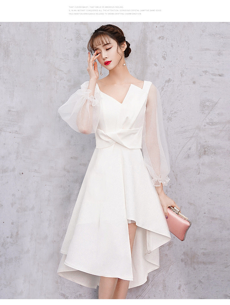 Banquet Evening Dress Female 2023 New Style White Fairy Student Dress Daily Style Temperament Dress Slimming