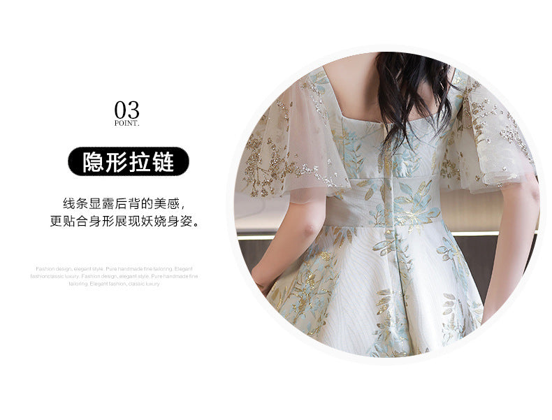 Daily Wearable French Suit 2024 New Summer Floral Bridesmaid Dress Dress Small Banquet Evening Dress