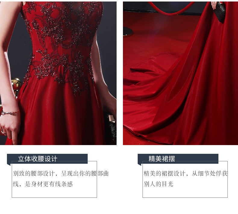 Toast Dress Bride Autumn 2024 New Slimming Red Banquet Lace Stand Collar Chinese Long Style Wedding Dress