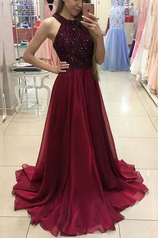 Foreign trade ebaywish hot sale AliExpress sexy sleepveless long dress wedding dress evening gown bridesmaid dress New