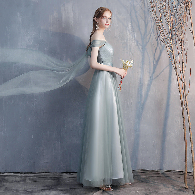 Bridesmaid Dress 2024 New Spring Mori Fairy Bridesmaid Ladybro Dress Dress Long Slim-Fit Banquet Evening Dress for Women