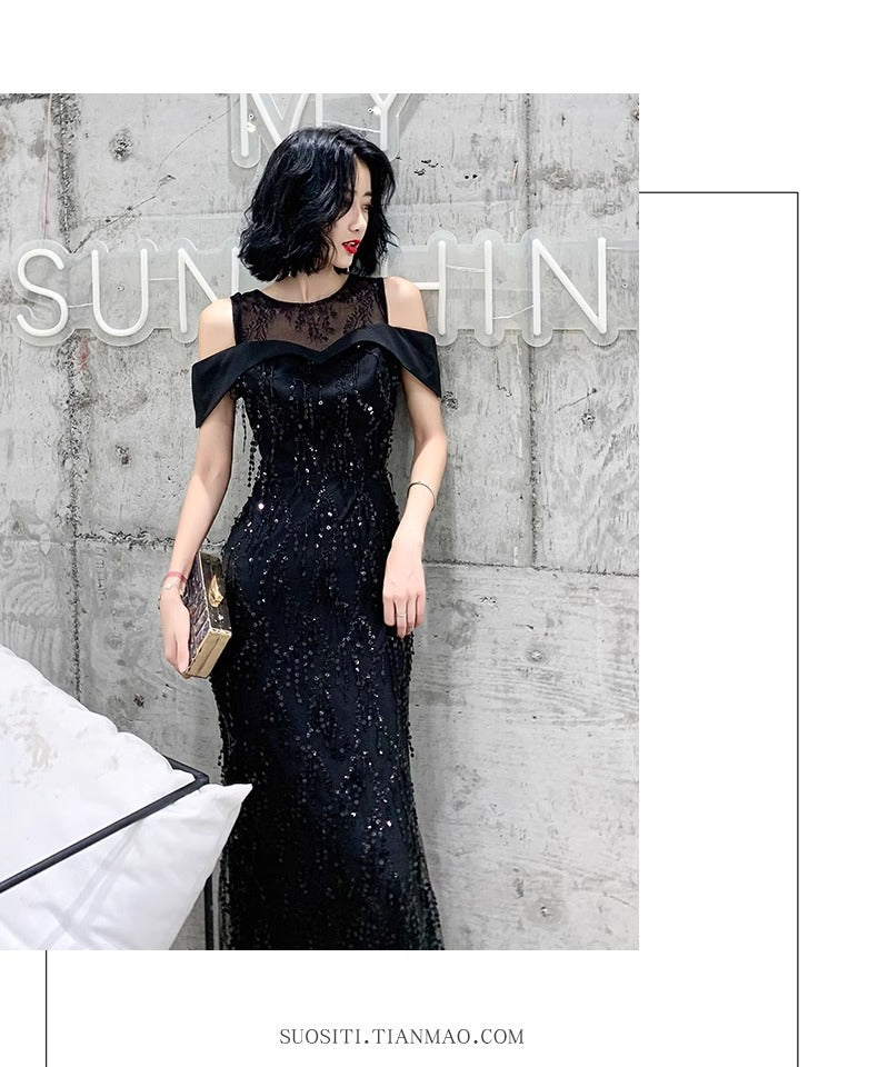 Black Dress for Women 2024 New High-End Affordable Luxury Elegant High-Grade Socialite Host Banquet Evening Dress Dress