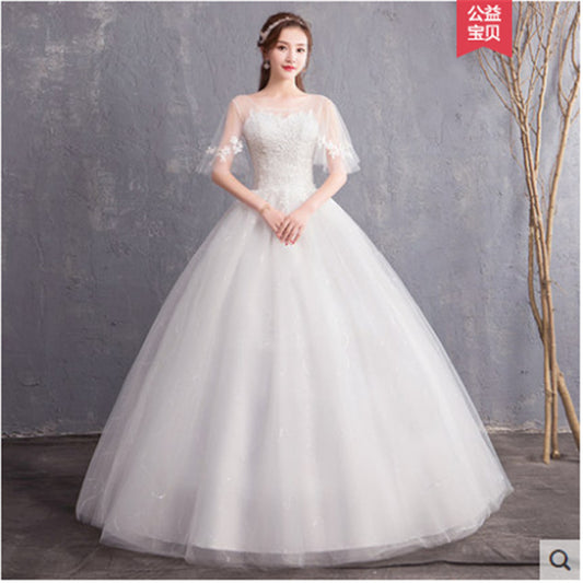 Primary Wedding Dress 2024 New Bridal Wedding off-Shoulder Wedding Dress Simple Korean Style Floor-Length Light Wedding Dress Factory Approval